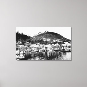 Vist de Vloot en de Deer Mountain in Ketchikan Canvas Afdruk