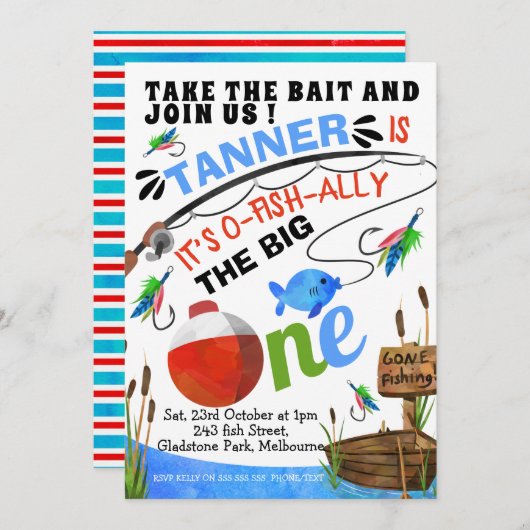 Vist één dag uitnodiging voor het grote aas (Voorkant / Achterkant)