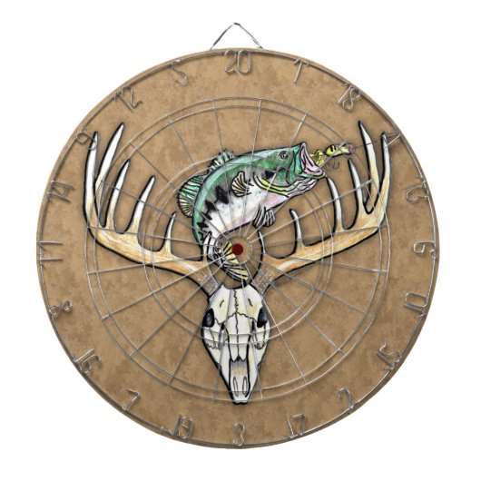 Vist een sprong over de Der Skull Antlers Dartbord (Voorkant)