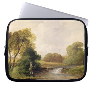 Vist: Een vis afspelen (olie op doek) Laptop Sleeve
