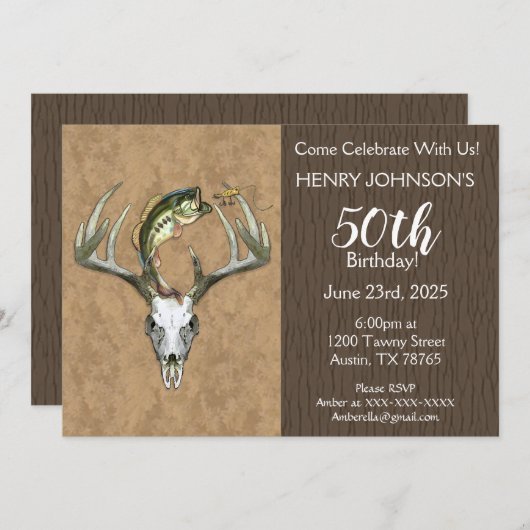 Vist en jaagt Geëvenaarde 50e verjaardag Kaart (Voorkant / Achterkant)