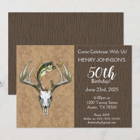 Vist en jaagt Geëvenaarde 50e verjaardag Kaart (Voorkant / Achterkant)