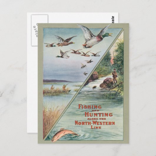 Vist en jaagt langs de noord-Westerne lijn Briefkaart (Voorkant / Achterkant)