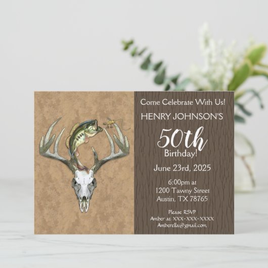 Vist en jaagt op de 50e verjaardag kaart (Staand voorkant)