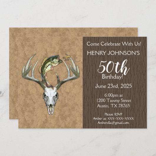 Vist en jaagt op de 50e verjaardag kaart (Voorkant / Achterkant)