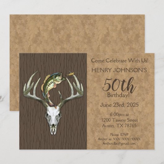 Vist en jaagt op de 50e verjaardag kaart (Voorkant / Achterkant)