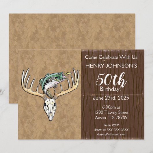 Vist en jaagt op de 50e verjaardag kaart (Voorkant / Achterkant)