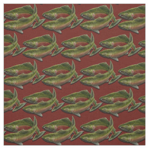 Vist Fabric Coho Salmon Fish Art Fabric Stof
