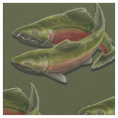 Vist Fabric Coho Salmon Fish Pattern Fabrics Stof (Close Up)