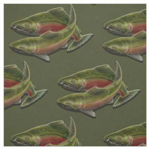 Vist Fabric Coho Salmon Fish Pattern Fabrics Stof