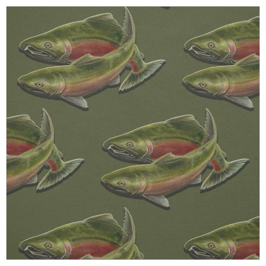 Vist Fabric Coho Salmon Fish Pattern Fabrics Stof (Swatch)