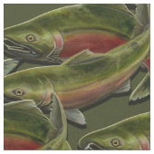 Vist Fabric Coho Salmon Fish Pattern Fabrics Stof (Close Up)