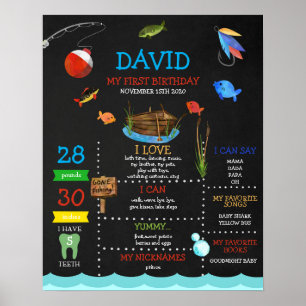Vist First Birthday Chalkboard Milestone Boy Poster