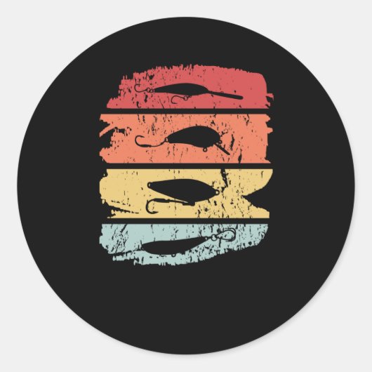 Vist Fish Hook Retro  Ronde Sticker (Voorkant)