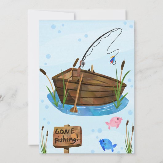 Vist Gender onthulling Uitnodiging, Fish-HE Fish-S Kaart (Achterkant)