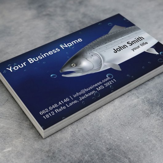 Vist Gids zalm Fishes Navy Blue Visitekaartje