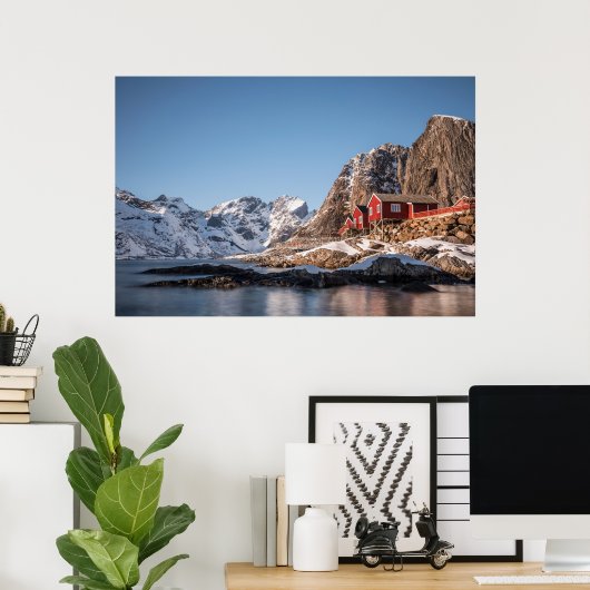 Vist het dorp Hamnoya Lofoten Poster (Thuiskantoor)