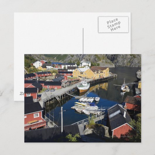 Vist het dorp Nusfjord. De Rorbuer, als de Briefkaart (Voorkant / Achterkant)