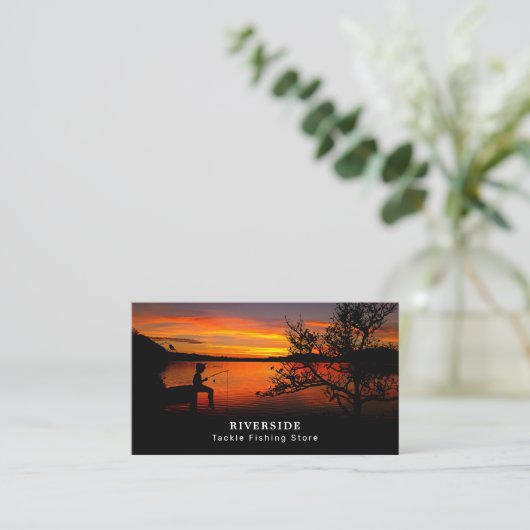 Vist het landschap van het meer, de vissers, Vist  Visitekaartje (Staand voorkant)