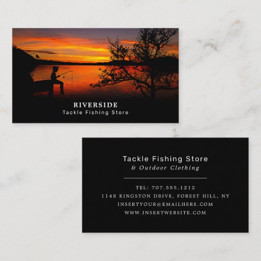 Vist het landschap van het meer, de vissers, Vist  Visitekaartje (Voorkant / Achterkant)