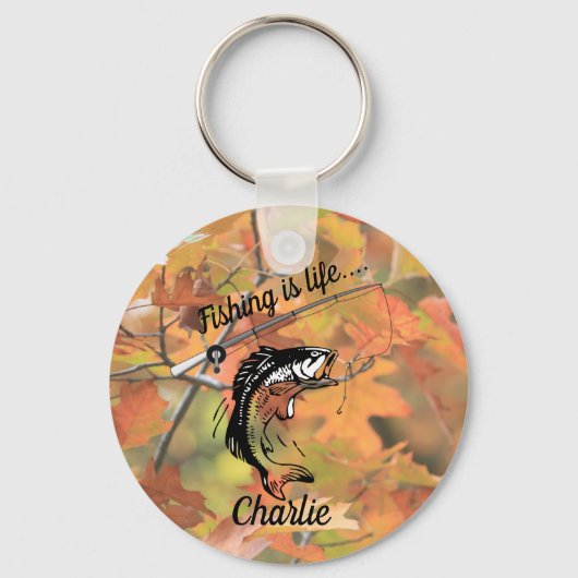 Vist het leven Gepersonaliseerde weg Reel Line Hoo Sleutelhanger (Voorkant)