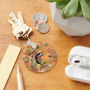 Vist het leven Gepersonaliseerde weg Reel Line Hoo Sleutelhanger