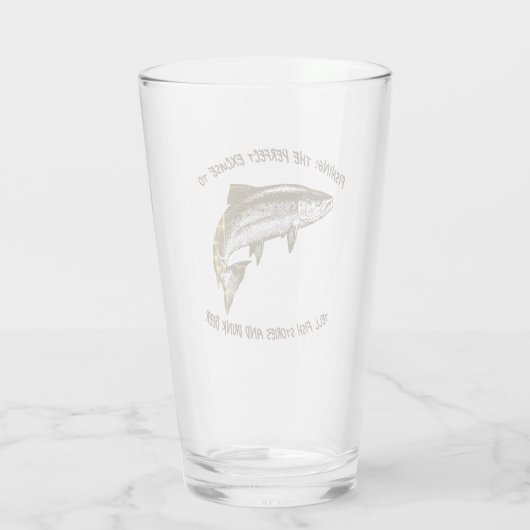 Vist: Het perfecte excuus... - Vissen Beer Glas (Achterkant)