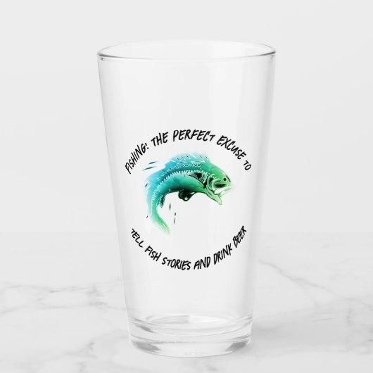 Vist: Het perfecte excuus... - Vissen Beer Glas (Voorkant)