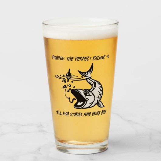 Vist: Het perfecte excuus... - Vissen Beer Glas (Voorkant gevuld)