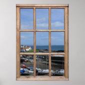 Vist het Uitzicht van de Haven van een Venster Poster (Voorkant)
