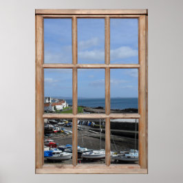 Vist het Uitzicht van de Haven van een Venster Poster