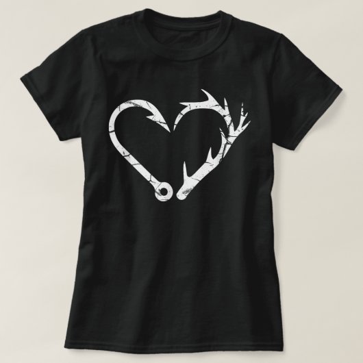 Vist Hook Antler Heart Vist jaagdeer Fis T-shirt (Design voorkant)