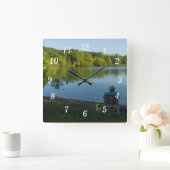 Vist in de ochtendwandklok vierkante klok (Huis)