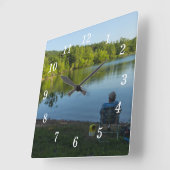 Vist in de ochtendwandklok vierkante klok (Hoek)