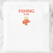 Vist is mijn gelukkige uur ovale sticker (Tas)