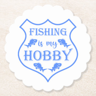 Vist is mijn hobbyschild citaat op crest kartonnen onderzetters