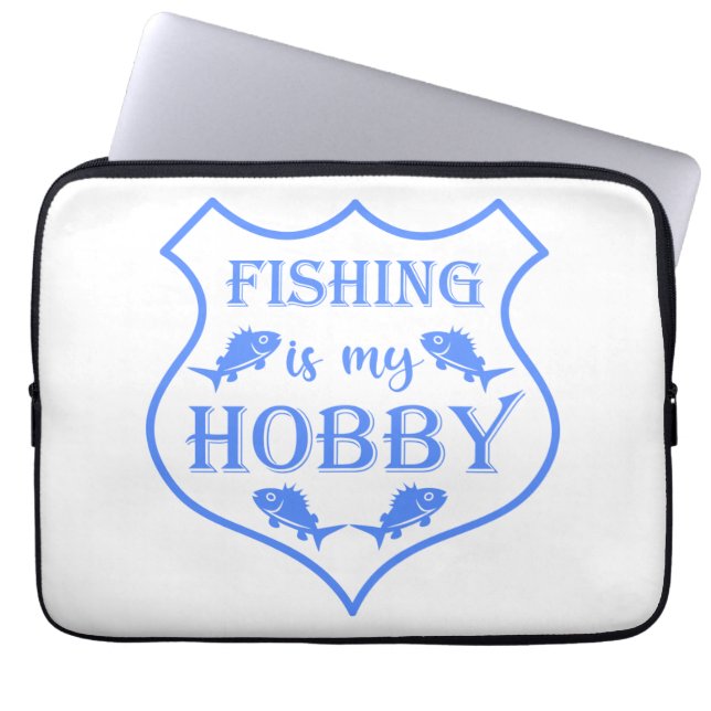 Vist is mijn hobbyschild citaat op crest laptop sleeve (Voorkant)