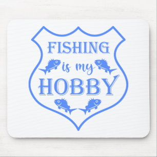 Vist is mijn hobbyschild citaat op crest muismat
