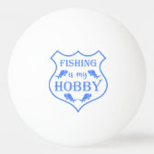 Vist is mijn hobbyschild citaat op crest pingpongbal (Achterkant)