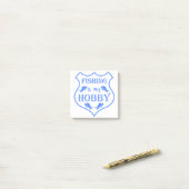 Vist is mijn hobbyschild citaat op crest post-it® notes (Op bureau)