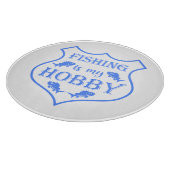 Vist is mijn hobbyschild citaat op crest snijplank (Hoek)