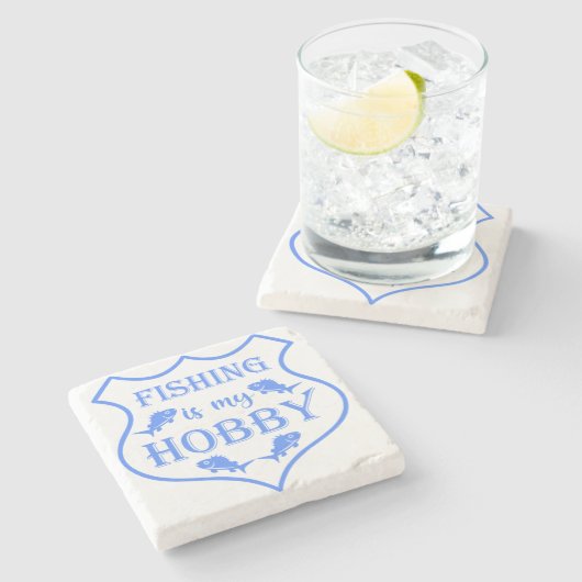 Vist is mijn hobbyschild citaat op crest stenen onderzetter (Zijkant)