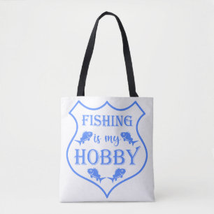 Vist is mijn hobbyschild citaat op crest tote bag