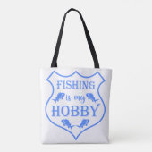 Vist is mijn hobbyschild citaat op crest tote bag (Achterkant)