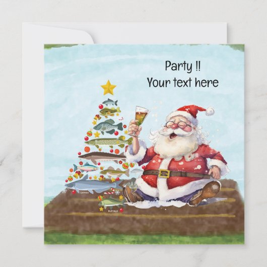 Vist kerst met de Kerstman Kaart (Voorkant)