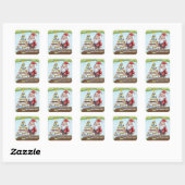 Vist kerst met de Kerstman Vierkante Sticker (Vel)
