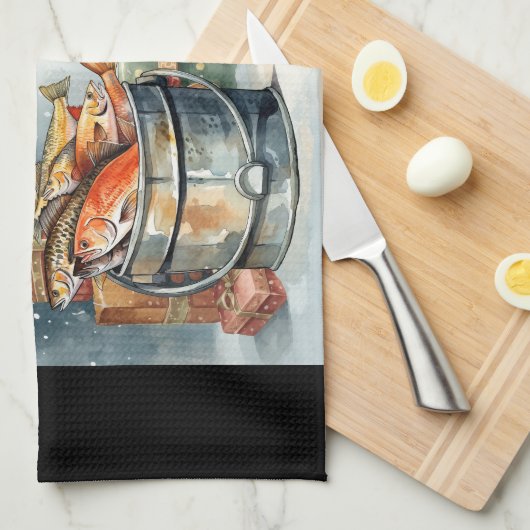 Vist kerst voor liefhebbers van vissen theedoek (Quarter Fold)