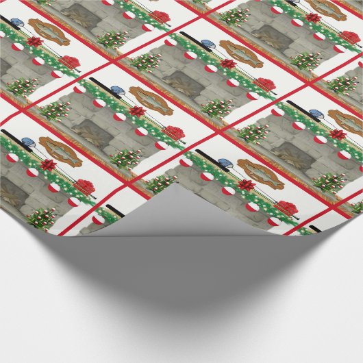 Vist kerstmis met Fireplace Bobber Cadeaupapier (Hoek)