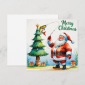 Vist kerstthema's met kerstman feestdagenkaart (Voorkant / Achterkant)