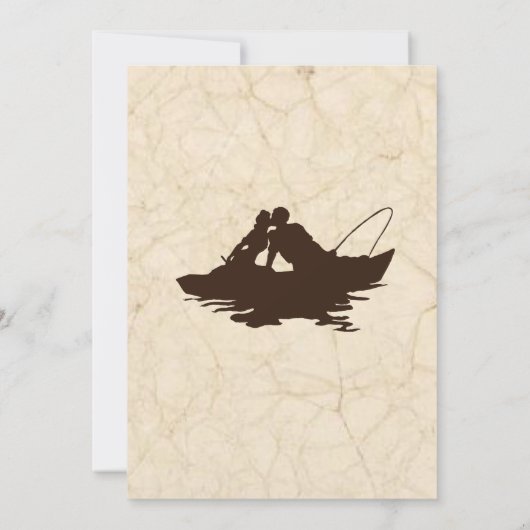 Vist liefhebbers bruine boot bruiloft uitnodiging (Achterkant)